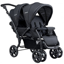 Load image into Gallery viewer, Foldable Lightweight Front Back Seats Double Baby Stroller-Black
