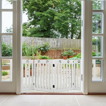 Load image into Gallery viewer, 24&quot; Folding Wooden Freestanding Pet Gate Dog Gate with 360° Hinge -White
