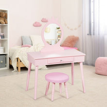 Load image into Gallery viewer, Kids Vanity Makeup Table &amp; Chair Set Make Up Stool
