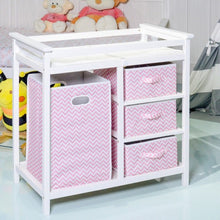 Load image into Gallery viewer, Infant Diaper Storage Changing Table with Hamper &amp; 3 Basket -Pink
