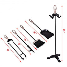 Load image into Gallery viewer, 5 pcs Stylish Silver Iron Fireplace Tools Set
