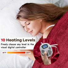 Load image into Gallery viewer, 84" x 90" Flannel Heated Electric Blanket with Dual Controllers -Red

