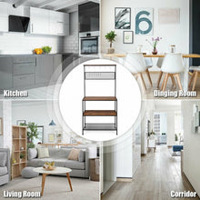 Load image into Gallery viewer, 4-Tier Kitchen Rack Stand with Hooks &amp; Mesh Panel
