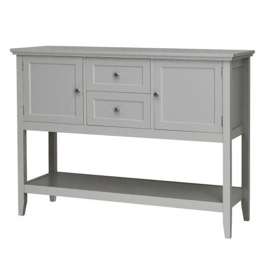 Wooden Sideboard Buffet Console Table  w/ Drawers and Storage-Gray