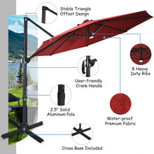 Load image into Gallery viewer, 10 Ft Patio Offset Cantilever Umbrella with Solar Lights-Wine
