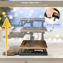 Load image into Gallery viewer, Converter Adjustable Riser Stand Desk with Keyboard Tray-Brown
