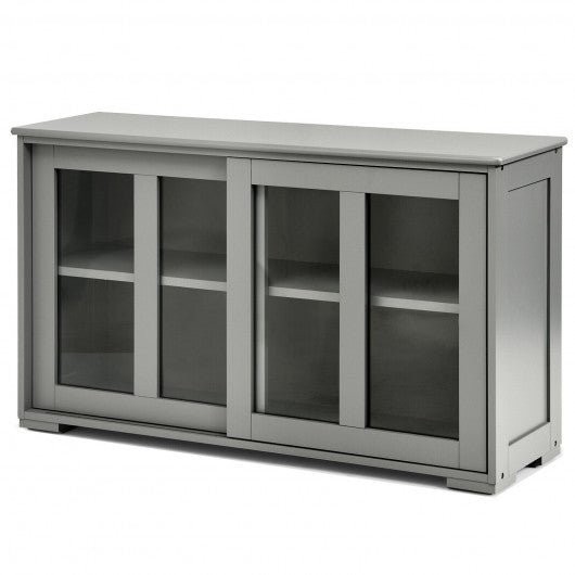 Sideboard Buffet Cupboard Storage Cabinet with Sliding Door-Gray