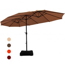 Load image into Gallery viewer, 15 Foot Extra Large Patio Double Sided Umbrella with Crank and Base-Tan
