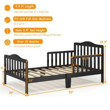 Load image into Gallery viewer, Classic Kids Wood Bed with Guardrails-Black
