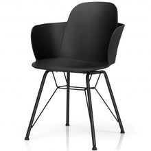 Load image into Gallery viewer, Set of 2 Metal Frame Modern Petal-Shape Plastic Dining Chair-Black
