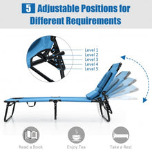 Load image into Gallery viewer, Outdoor Folding Chaise Beach Pool Patio Lounge Chair Bed with Adjustable Back and Hole
