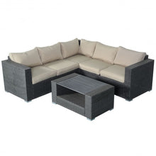 Load image into Gallery viewer, 4 pcs Patio Rattan Wicker Cushioned Sofa Set
