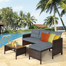 Load image into Gallery viewer, 3 Piece Patio Wicker Rattan Sofa Set-Gray
