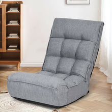 Load image into Gallery viewer, 4-Position Adjustable Floor Chair Folding Lazy Sofa-Gray
