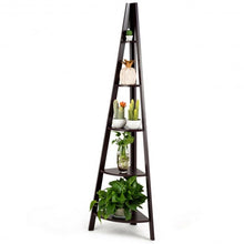 Load image into Gallery viewer, 5 Tier Floor Corner Stand Ladder Shelves Bookshelf-Brown
