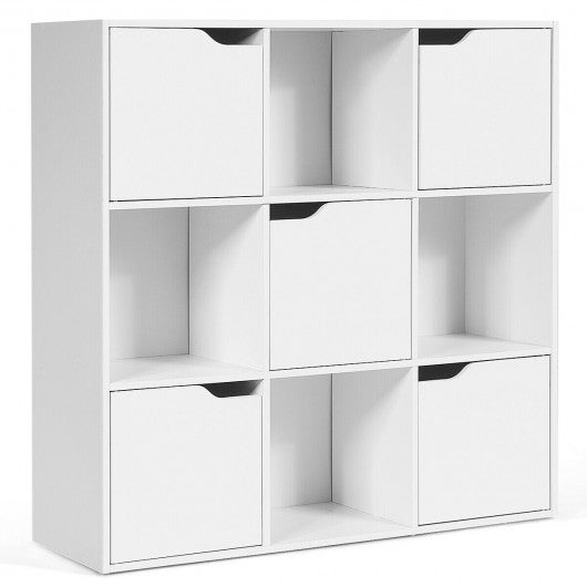9 Cube Storage Wood Divider Bookcase-White