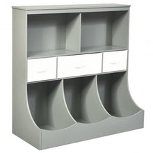 Load image into Gallery viewer, Freestanding Combo Cubby Bin Storage Organizer Unit W/3 Baskets-Gray

