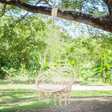 Load image into Gallery viewer, Macrame Cushioned Hanging Swing Hammock Chair-Beige
