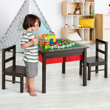 Load image into Gallery viewer, 5-in-1 Kids Activity Table and 2 Chairs Set with Storage Building Block Table-Coffee

