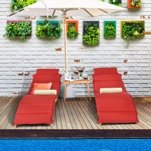 Load image into Gallery viewer, 3PCS Wooden Folding Patio Lounge Chair Table Set
