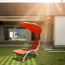Load image into Gallery viewer, Patio Hanging Swing Hammock Chaise Lounger Chair with Canopy-Orange
