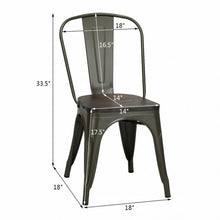 Load image into Gallery viewer, 4 pcs Tolix Style Metal Dining Side Chair Stackable Wood Seat-Black
