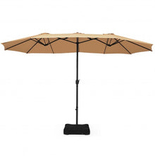 Load image into Gallery viewer, 15 Foot Extra Large Patio Double Sided Umbrella with Crank and Base-Beige
