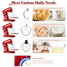 Load image into Gallery viewer, 4.8 Qt 8-speed Electric Food Mixer with Dough Hook Beater-Red
