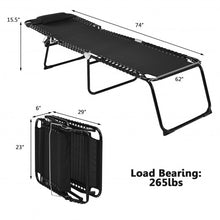 Load image into Gallery viewer, Folding Heightening Design Beach Lounge Chair with Pillow for Patio-Black
