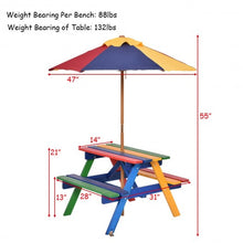 Load image into Gallery viewer, 4 Seat Kids Picnic Table with Umbrella
