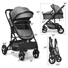 Load image into Gallery viewer, 2 in 1 High Landscape Convertible Reversible Bassinet Pram-Gray
