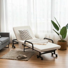 Load image into Gallery viewer, Folding Adjustable Guest Single Bed Lounge Portable with Wheels-White

