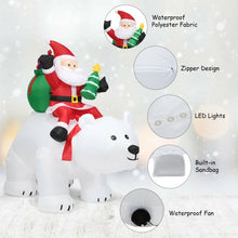 Load image into Gallery viewer, 6.5 ft Christmas Inflatable Santa Riding Polar Bear with Shaking Head LED Lights
