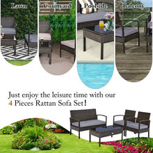 Load image into Gallery viewer, 4 PCS Patio Rattan Cushioned Furniture Set -Brown
