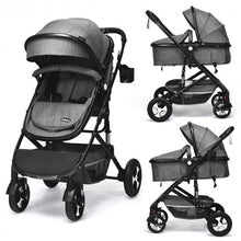 Load image into Gallery viewer, 2 in 1 High Landscape Convertible Reversible Bassinet Pram-Gray
