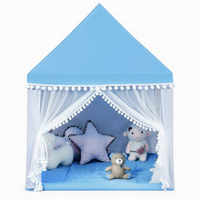 Load image into Gallery viewer, Kids Play Tent Large Playhouse Children Play Castle Fairy Tent Gift w/ Mat-Blue

