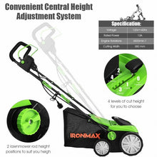Load image into Gallery viewer, 13Amp Corded Scarifier 15” Electric Lawn Dethatcher-Green
