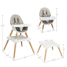 Load image into Gallery viewer, 4-in-1 Baby Wooden Convertible High Chair -Gray
