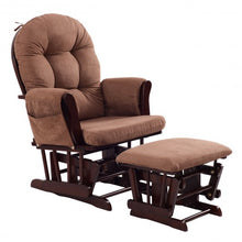 Load image into Gallery viewer, Adjustable Backrest Baby Nursery Rocking Chair &amp; Ottoman Set-Brown
