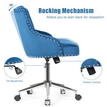 Load image into Gallery viewer, Tufted Upholstered Swivel Computer Desk Chair with Nailed Tri-Blue
