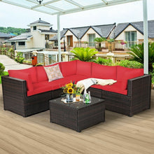 Load image into Gallery viewer, 6 Pieces Patio Rattan Furniture Set Sectional Cushioned Sofa Deck-Red
