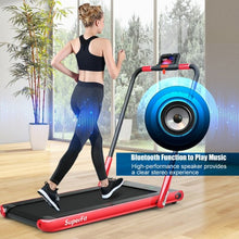 Load image into Gallery viewer, 2-in-1 Folding Treadmill with RC Bluetooth Speaker LED Display-Red
