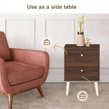 Load image into Gallery viewer, 2-Drawer Nightstand Beside End Side Table with Rubber Legs-Walnut

