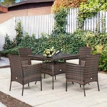 Load image into Gallery viewer, Outdoor 5PCS Dining Table Set with 1 Table and 4 Single Sofas
