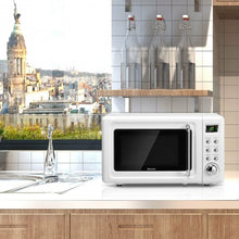 Load image into Gallery viewer, 700W Glass Turntable Retro Countertop Microwave Oven-White
