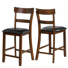 Load image into Gallery viewer, 2Pcs Counter Height Chair Set with Leather Seat and Rubber Wood Legs
