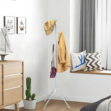Load image into Gallery viewer, Stand Hat Coat Metal Rack with Folding Base-White
