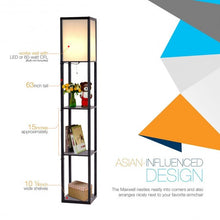 Load image into Gallery viewer, Modern Bedroom Shelf Floor Lamp w/ 3 Storage Shelves
