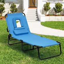 Load image into Gallery viewer, Outdoor Folding Chaise Beach Pool Patio Lounge Chair Bed with Adjustable Back and Hole
