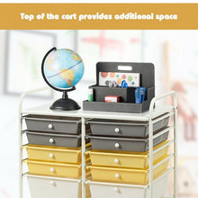 Load image into Gallery viewer, 12 Drawers Rolling Cart Storage Scrapbook Paper Organizer Bins-Yellow
